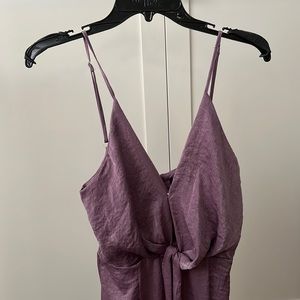 Purple silk open leg jumpsuit